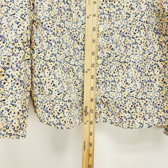 Levi's Floral Cropped Top Women's Size S Beige Square Neck Puff Sleeves - Picture 9 of 11